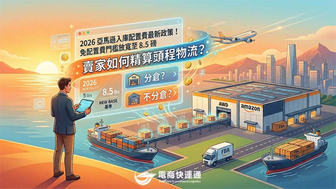 2026 亞馬遜入庫配置費最新政策!免配置費門檻放寬至 8.5 磅,賣家如何精算頭程物流?